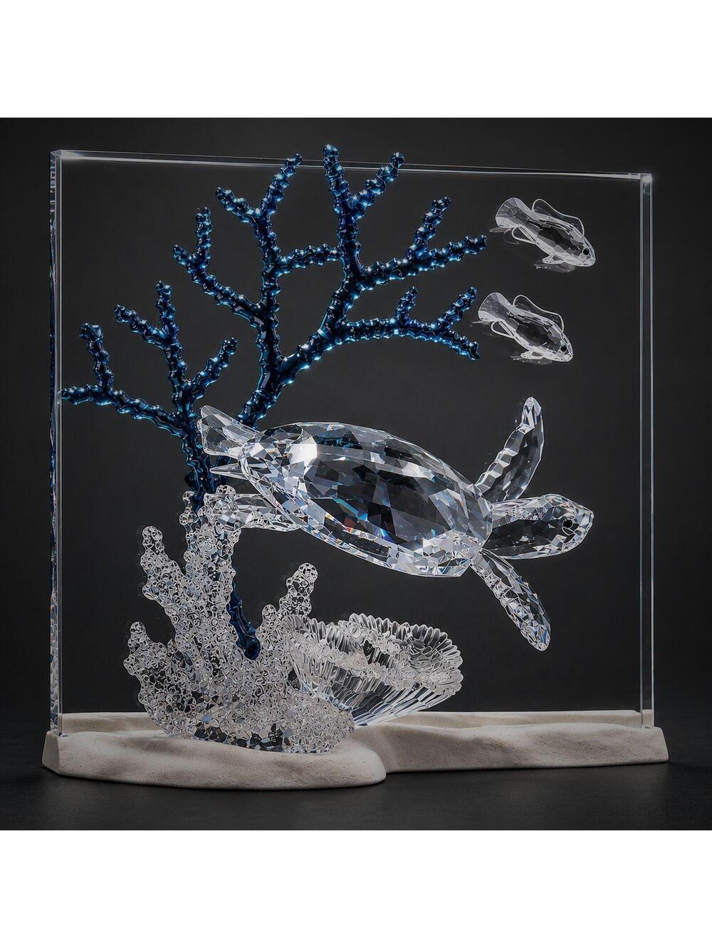 Large Swarovski Wonders of the Sea Eternity Crystal Sea Turtle W Box 8"x8" - 119